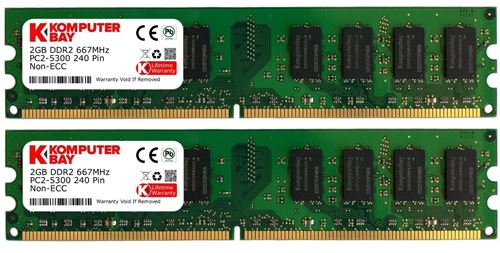 Komputerbay Mémoire pour ordinateur de bureau DDR2 667 MHz PC2-5300 PC2-5400 667 DIMM 240 broches 4 Go 2 x 2 Go 4 Go (2 x 2 Go)