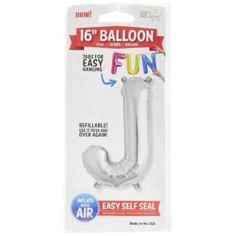 40 cm Air Remplissez Lettre J Foil Ballon d'Argent (vendu non gonflé) - 1
