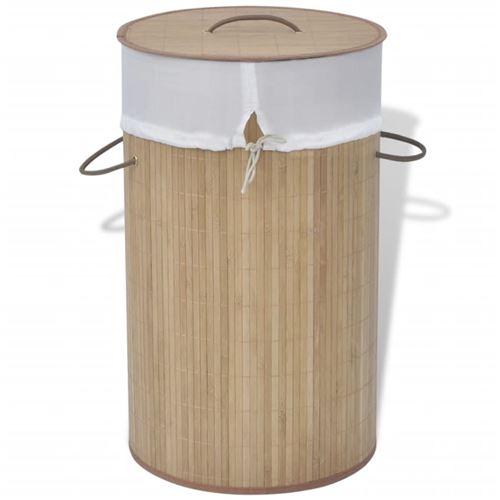 vidaXL Corbeille à linge en bambou Rond Naturel