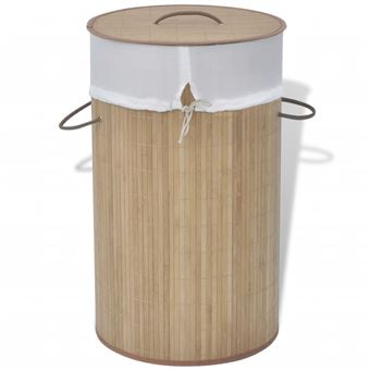 Panier à linge rond Bambou naturel - 1