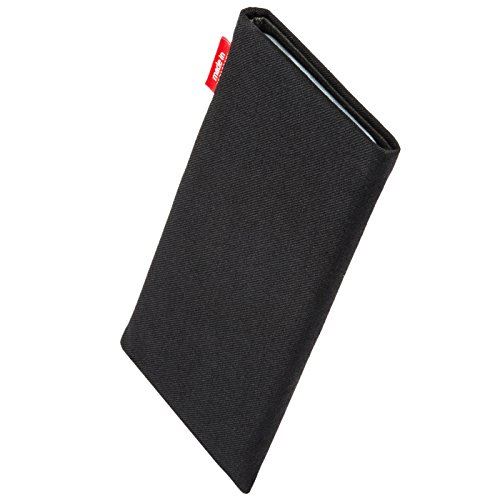 fitBAG Rave Noir en Tissu Pochette customisée adaptée Housse de Protection pour iPhone X/XS | Doublure en Microfibre pour Le Nettoyage de lécran | Fabriqué en Allemagne
