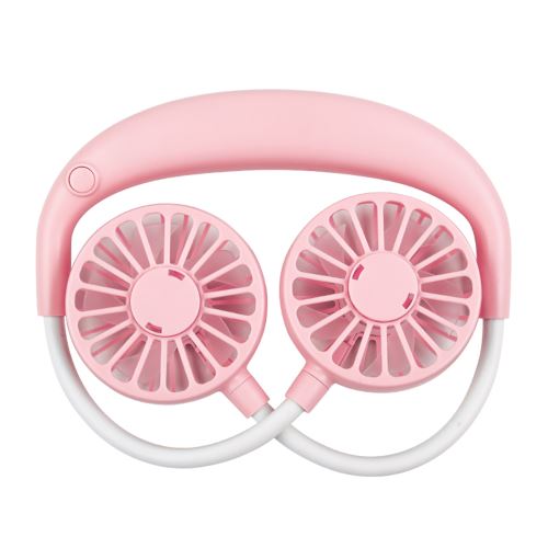 Ventilateur portable Tour de cou réglable à 360 ° pour les sports, alimenté par USB Rose