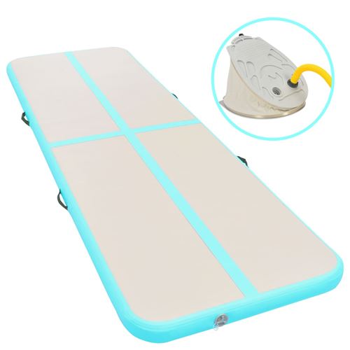 Vidaxl tapis gonflable de gymnastique avec pompe 700x100x10cm pvc vert