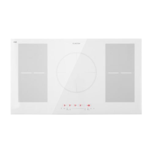 Table De Cuisson - Klarstein Delicatessa 90 Flex - Plaque Vitrocéramique - 7400W - 5 Zones - Minuterie - Blanc