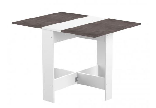 CURRY Table a manger pliante de 4 a 6 personnes style contemporain blanc mat et decor beton - L 103 x l 76 cm