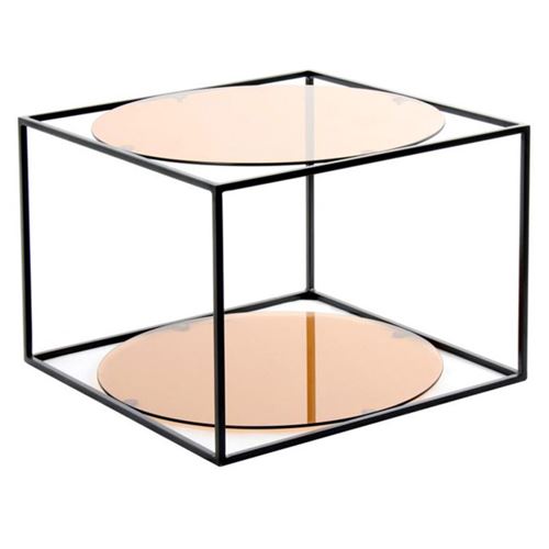 Paris Prix Orange Table D'appoint Design "Cody" 50Cm Terracotta & Noir