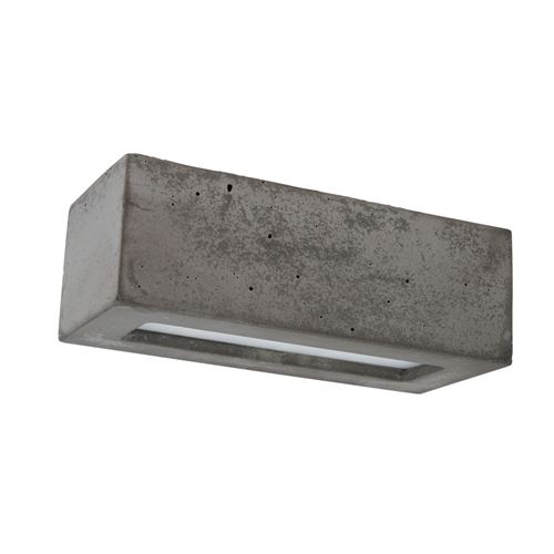 Applique Murale en Béton Gris, Design Rectangulaire,Vitre en Verre depolis, 1 Amp., BLOCK