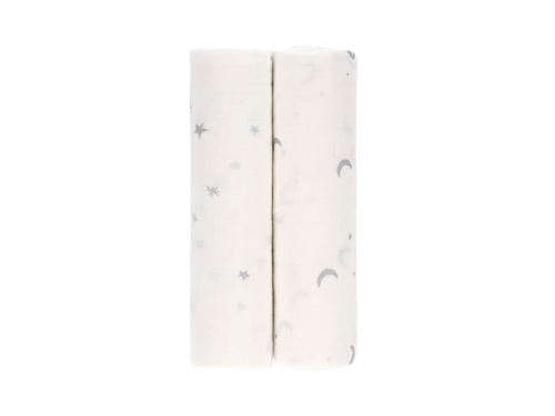 Lassig - Lange divinement doux XL Étoiles & Lune argenté boîte de 2 pcs, 120 x 120 cm