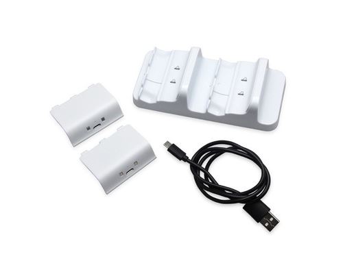 Double Chargeur Avec Batterie Pour Xbox OneS Blanc