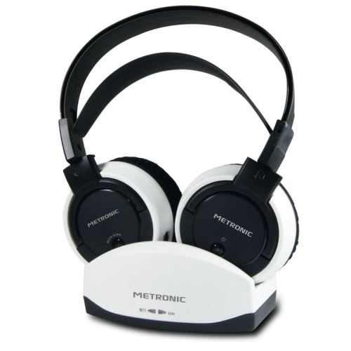 Casque TV sans fil METRONIC 480179 portée 70m - blanc et noir