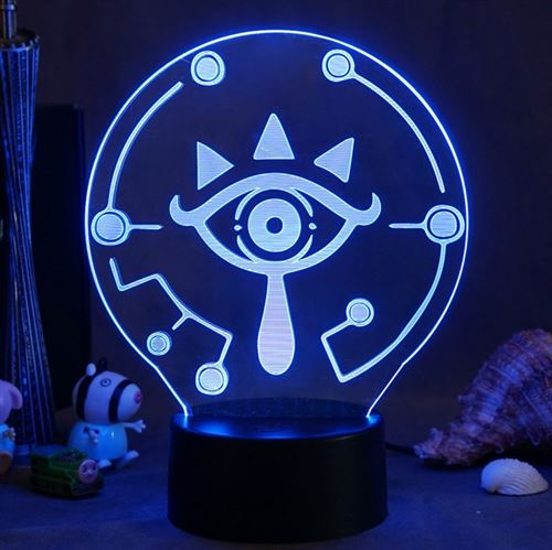 Lampe d'illusion VORMOR 3D Veilleuse Tactile Forme Zelda Eyeil de Cauchemar 7 Couleurs