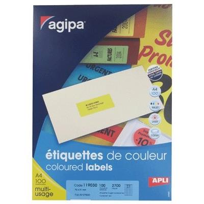 Agipa - Etiquette 31x70mm Rouge Fluo - Boite De 2700