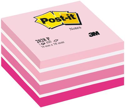 3m - Bloc Cube Post It 76x76mm Pastel Rose - Bloc De 450f