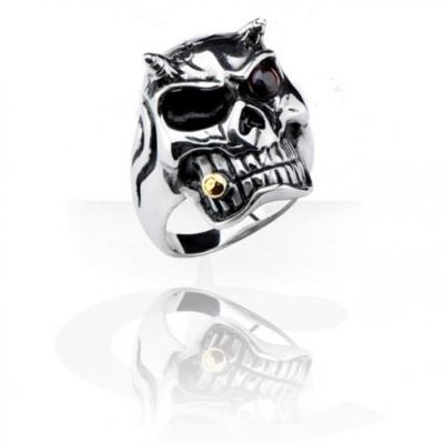 bague diable qui fume un cigare 10us oeil en strass chevaliere