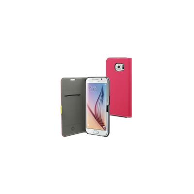 Muvit Slim Folio - Flip cover voor mobiele telefoon - polyurethaan, polycarbonaat - roze - voor Samsung Galaxy S6