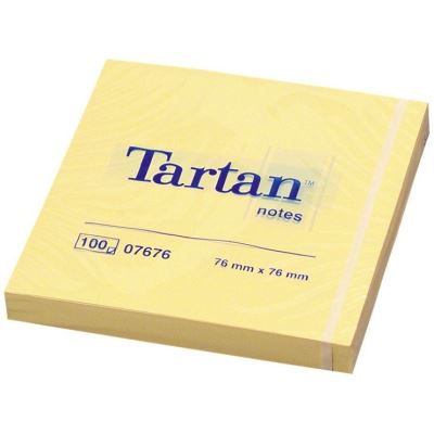 Notes Tartan - Bloc de 100 feuilles repositionnables 76x76mm Jaune