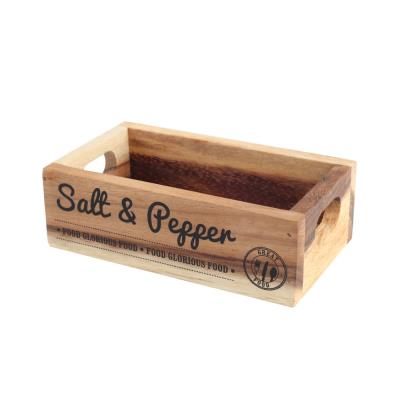 T&G Woodware - Boite Caisse Deco Sel Et Poivre En Acacia Brut L 16Cm