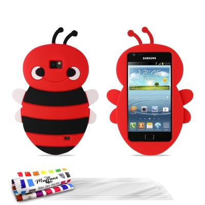Coque souple Rouge , Abeille,  ORIGINALE de MUZZANO pour SAMSUNG GALAXY S2 + 3 Films de Protection Ecran UltraClear