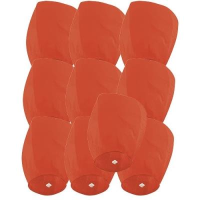 10 Lanternes volantes porte-bonheur rouges