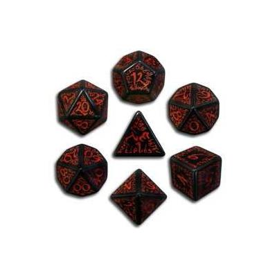 Set de Dés Elfiques Noirs et Rouges