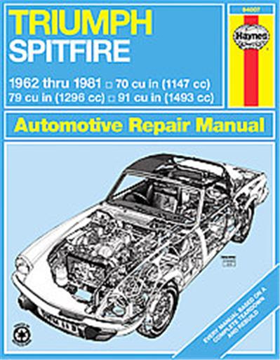 Triumph Spitfire Automotive Repair Manual, 1296 Cc 91 Cu in (1493 Cc