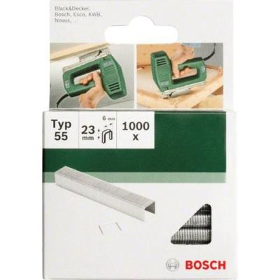 Bosch 2609255829 Set De 1000 Agrafes à Dos Étroit Type 55 Largeur 6 Mm Epaisseur 1,08 Mm Longueur 23 Mm