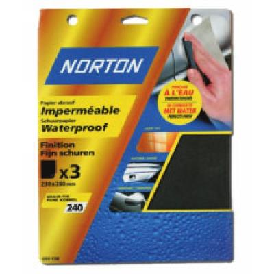 Norton - 3 Feuilles De Papier Abrasif À Eau (Grain 600)