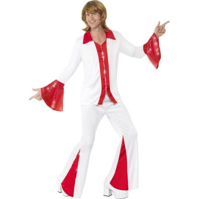 Déguisement disco rouge et blanc homme Large