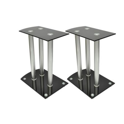 vidaXL Lot de 2 reposes enceintes aluminium verre Supports fixations noir