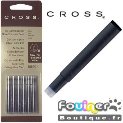 Cartouches d'encre noire 8929-1 pour stylo plume fin Cross Ã©tui de 6