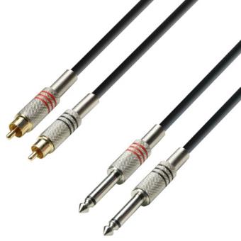 Adam hall cables k3tpc0300 câble audio 2 x rca mâle vers 2 x jack 6 3