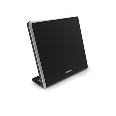 Philips SDV7220 Antenne TV Numérique d'Intérieur avec Réception Signal 360 Degrés, Amplificateur 49dB, sans Interférence, Noir