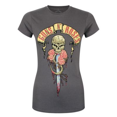 Guns N' Roses T-Shirt Dripping Dagger Femme Gris Foncé - Taille S