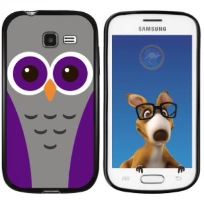 Coque Souple en gel noir pour Galaxy Trend Lite avec impression Motifs chouette mauve et grise