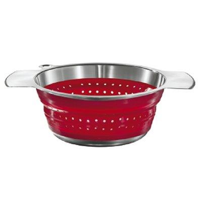 Passoire pliable acier inoxydable/silicone - Rouge : 24 cm