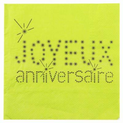Serviettes Joyeux anniversaire Gris