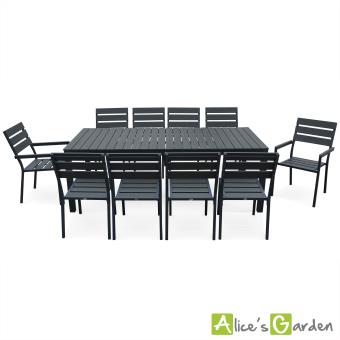 Salon de jardin MONACO en bois composite et aluminium, table 220cm ... Salon de jardin MONACO en bois composite et aluminium, table 220cm ...