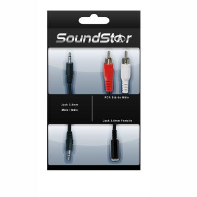Pack Soundstar cable Jack + Jack 3.5mm + adaptateur RCA