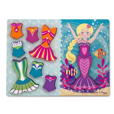Puzzle 2 en 1 à encastrer en bois le dressing de la petite sirène 9 pièces