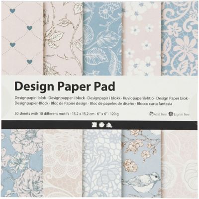 Creotime bloc de papier design pastel 15,2 cm 50 feuilles