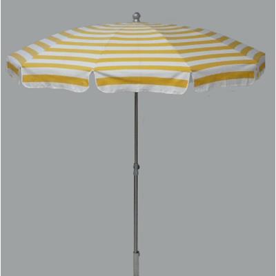 Parasol rond centré coloris Rayé Blanc/Jaune - Dim : H 230 x D 200 /10 cm -PEGANE-
