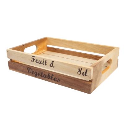 T&G Woodware - Caisse Deco Fruits & Legumes En Acacia Brut L30Cm