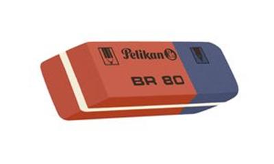 PELIKAN - Gomme caoutchouc BR 40, (L)58 x (P)20 x (H)8 mm 2/3 pour crayons et crayons couleur 1/3 pour encre/encre de chine/stylos à billes/stylos à machines (619