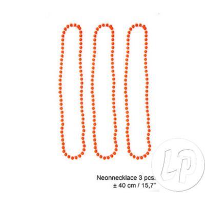 lot de 3 colliers de perles en plastique néon orange