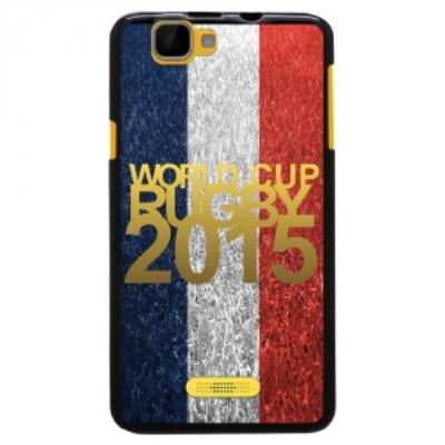 Coque Souple en gel pour Wiko Rainbow avec impression logo rugby doré et drapeau de la France