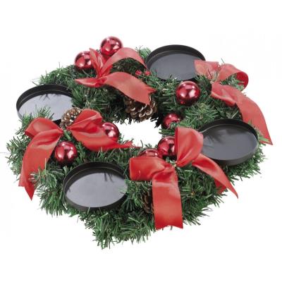 Couronne de l'Avent avec ornements Rouge