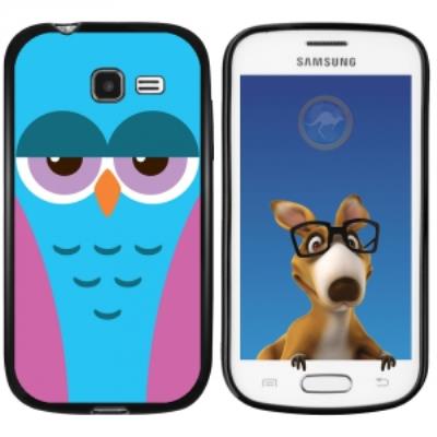 Coque Souple en gel noir pour Galaxy Trend Lite avec impression Motifs chouette endormie rose et ble