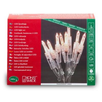KONSTSMIDE 6304-103 MINI GUIRLANDE 100 LED BLANC CHAUD RETRO DESIGN + CÂBLE TRANSPARENT 230 V