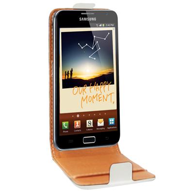 Swiss Charger - Étui pour téléphone portable - cuir véritable - blanc - pour Samsung Galaxy Note
