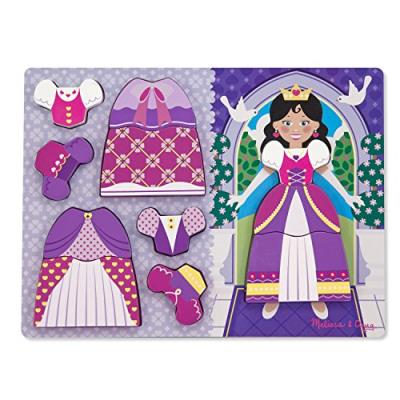 Puzzle 2 en 1 à encastrer en bois le dressing de la petite princesse 11 pièces